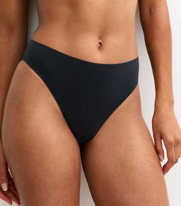 Black Bonded High Waist Brazilian Briefs