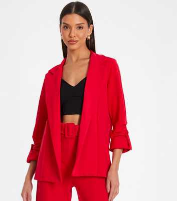 QUIZ Red Ruched Sleeve Blazer