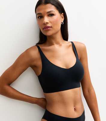 Black Smooth Bonded Crop Top Bra