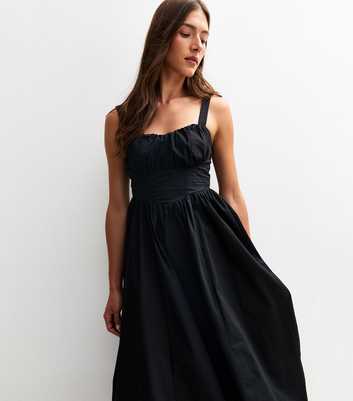 Black Corset Top Milkmaid Midi Dress