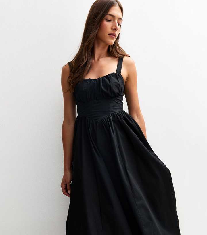 Black Corset Top Milkmaid Midi Dress