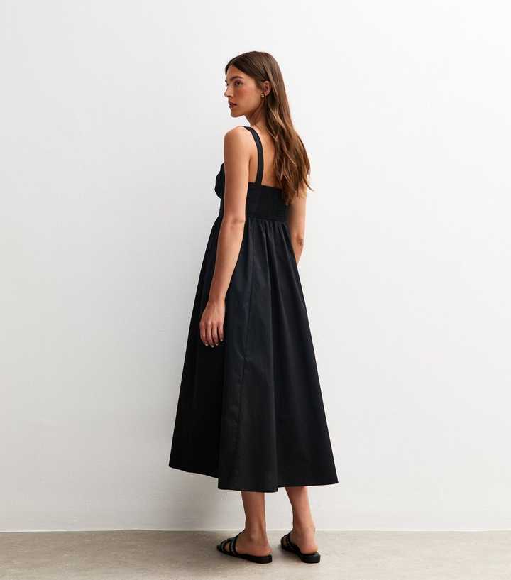 Black Corset Top Milkmaid Midi Dress | New Look
