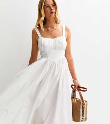 White Corset Top Milkmaid Midi Dress