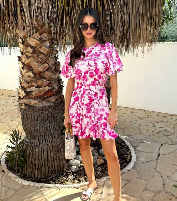 strapless open back dress Pink Floral Print Mini Dress – Mint Velvet main image 1