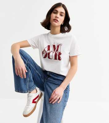 White Amour Bow Print T-Shirt