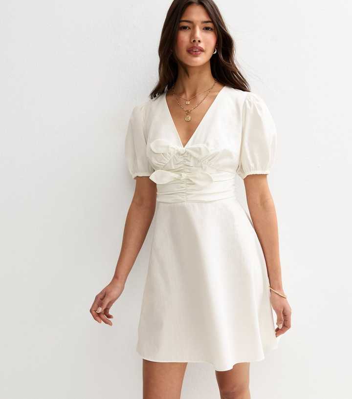 White Double Bow Mini Dress