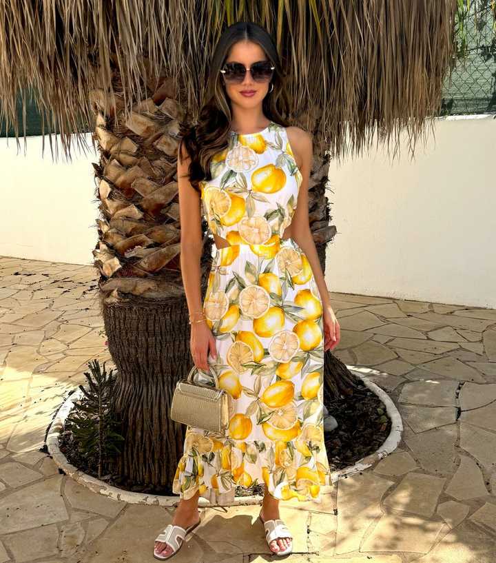 knee length dresses for ladies NYLAND Kiana Lemon Printed Midi Dress main image 1