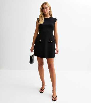 Tall Black Pocket Detail Mini Dress
