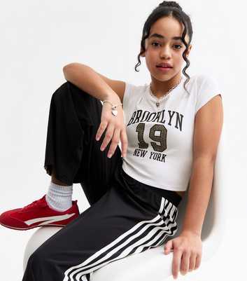 Girls White Brooklyn Slogan Print Top