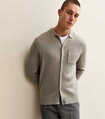 Light Grey Regular Fit Long Sleeve Knitted Shacket