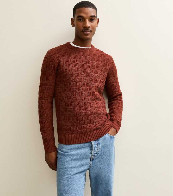 Light Burgundy Regular Textured Crew Neck Jumper