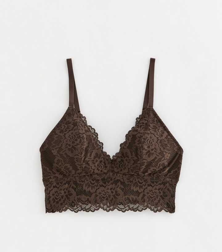 Dark Brown Longline Lace Bralette