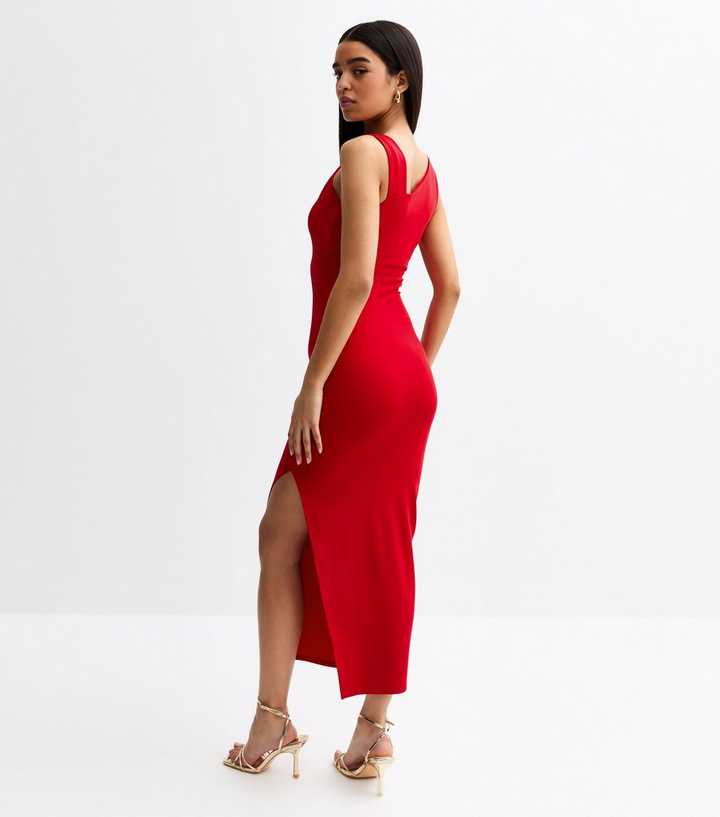 Red Keyhole Neck Jersey Midi Dress | New Look Red Keyhole Neck Jersey Midi Dress | New Look