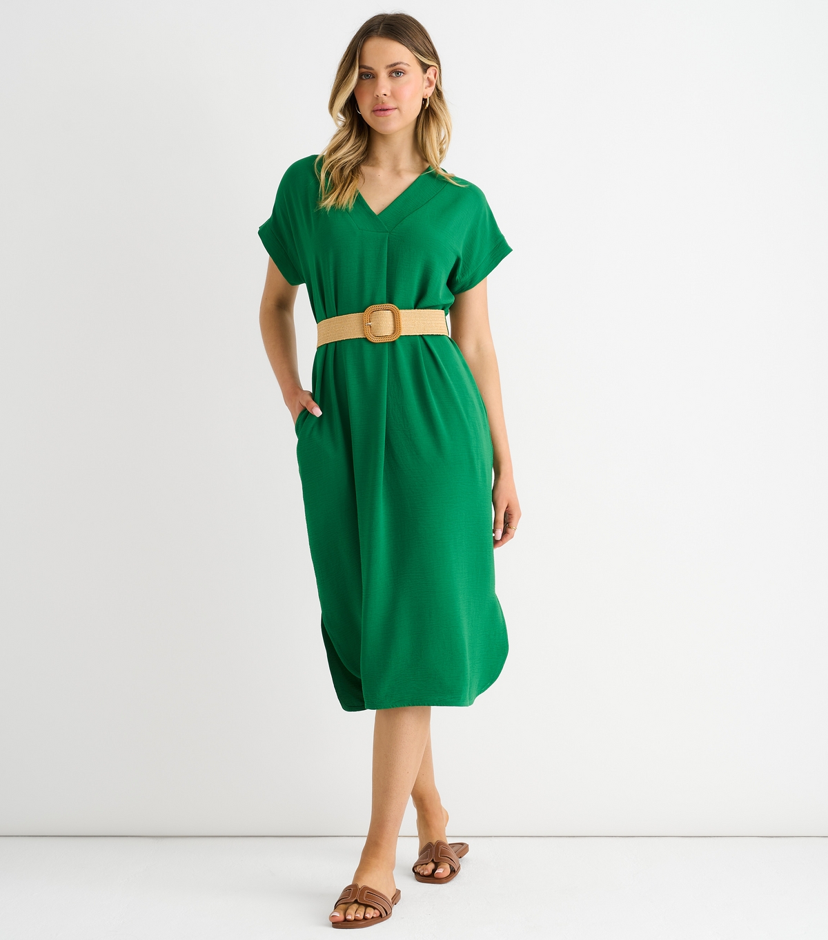 Women's Green Oversized Midi Dress Gini London New Look
