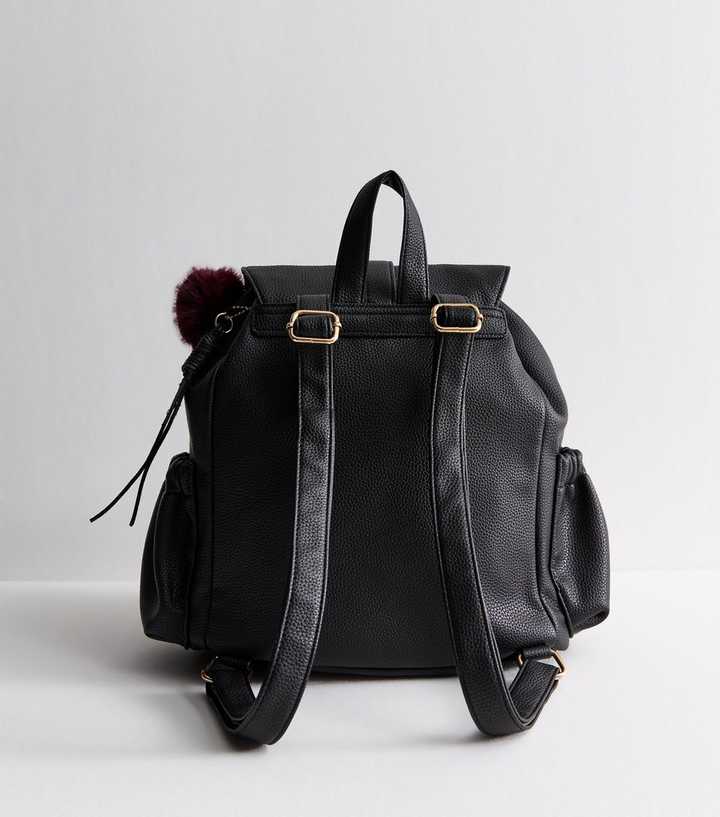black faux leather school backpack Marvolia Mini for Women - Vegan Small Backpack Fashion Backpack Purse for Travel Work Shopping now comes with a matching wristlet Black Faux Leather Multi-Pocket School