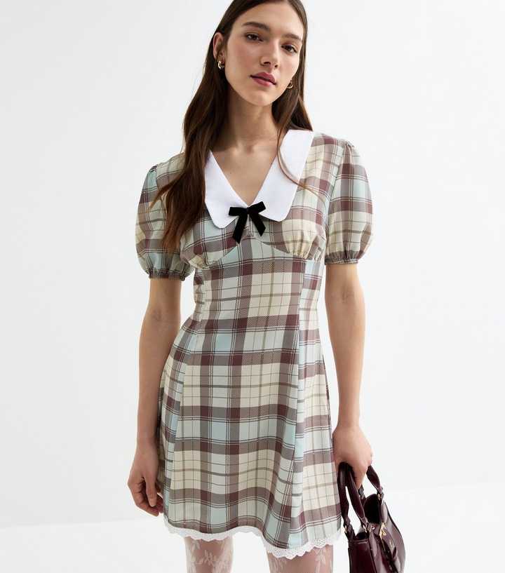 Tokyo Doll Cream Checked Mini Dress