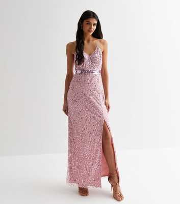 Gini London Pink Embellished Strappy Maxi Dres