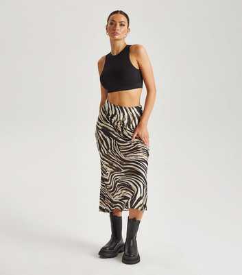 Urban Bliss White Animal Print Bias Cut Midi Skirt