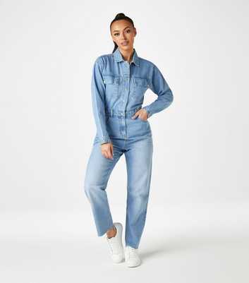 Urban Bliss Blue Denim Long Sleeve Jumpsuit
