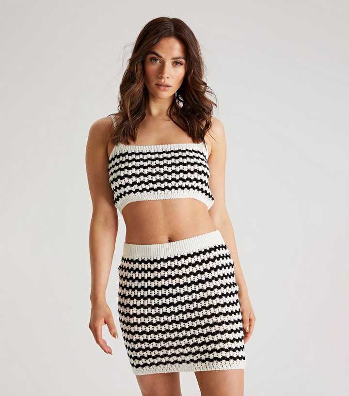 Urban Bliss White Checked Knit Top