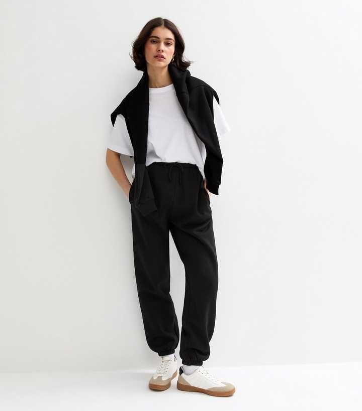 Black Drawstring Waist Cuffed Joggers