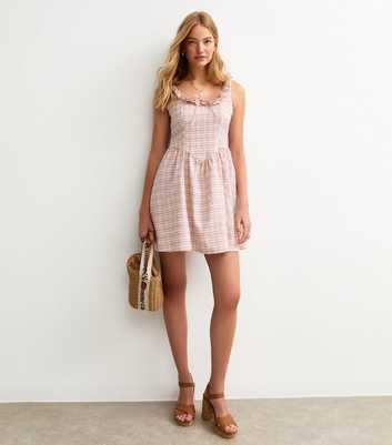 Pink Gingham Check Corset Mini Dress