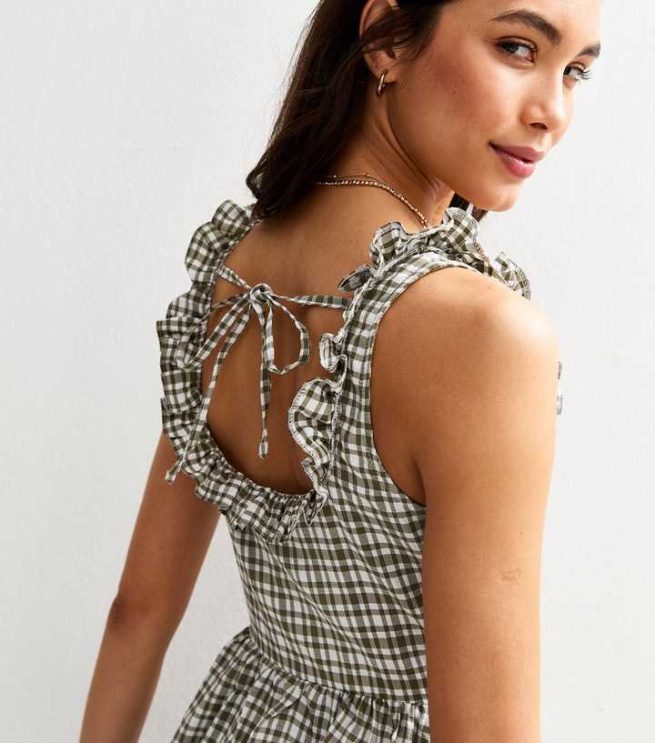 Green Check Print Strappy Corset Midi Dress | New Look Green Check Print Strappy Corset Midi Dress | New Look