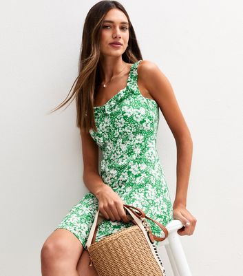 Green Floral Print Tie Front Mini Dress | New Look