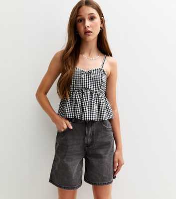 Girls Black Denim Bermuda Shorts