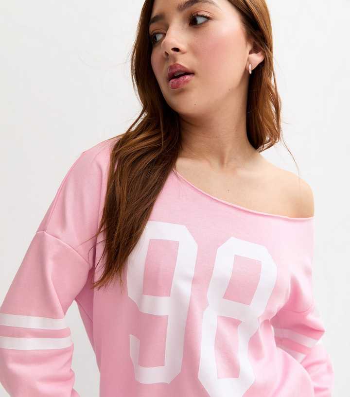 Girls Light Pink Off Shoulder 98 Sweatshirt