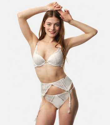 Dorina Off White Lace Trimmed Satin Belt