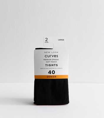 Curves Premium 2 Pairs of Black Premium Opaque 40 Denier Soft Touch Tights