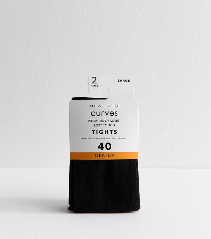 Curves Premium 2 Pairs of Black Premium Opaque 40 Denier Soft Touch Tights
