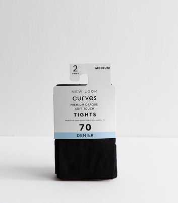 Curves Premium 2 Pairs of Black Opaque 70 Denier Soft Touch Tights