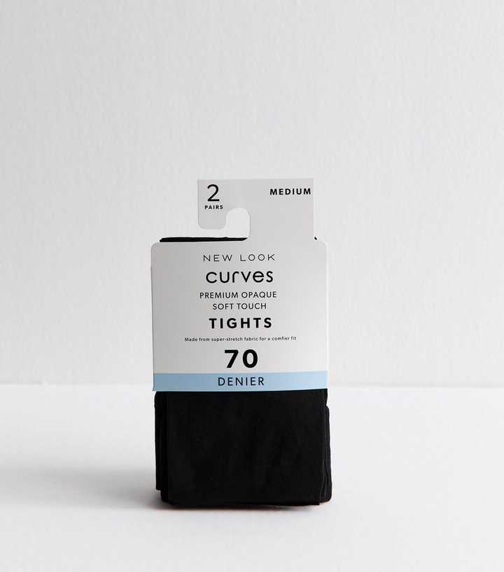 Curves Premium 2 Pairs of Black Opaque 70 Denier Soft Touch Tights