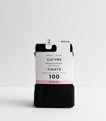 Curves Premium Black Pack of 2 Opaque 100 Denier Soft Touch Tights