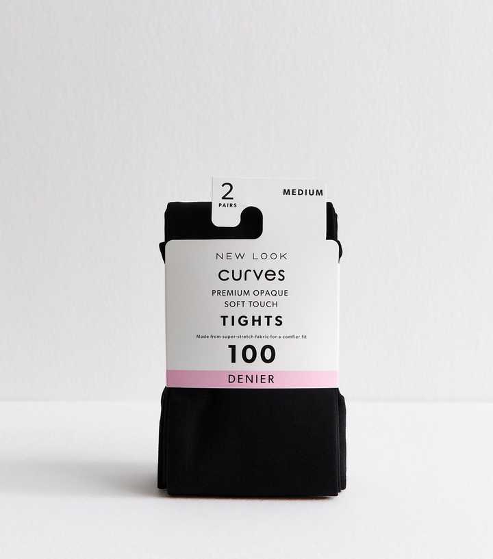 Curves Premium Black Pack of 2 Opaque 100 Denier Soft Touch Tights