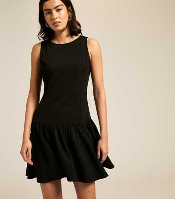 Black Dropped Waist Mini Dress