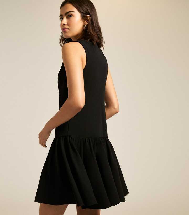 Black Dropped Waist Mini Dress