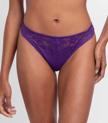 Dorina Purple Lace Trimmed Thong