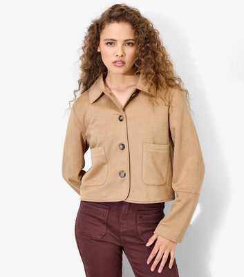 Apricot Camel Faux Suede Jacket