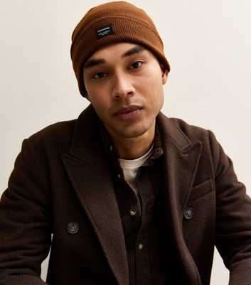 Jack & Jones Burnt Orange Logo Label Beanie Hat