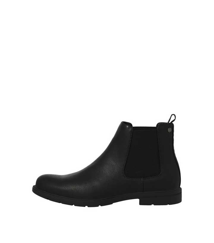 Jack & Jones Black Faux Leather Chelsea Boots