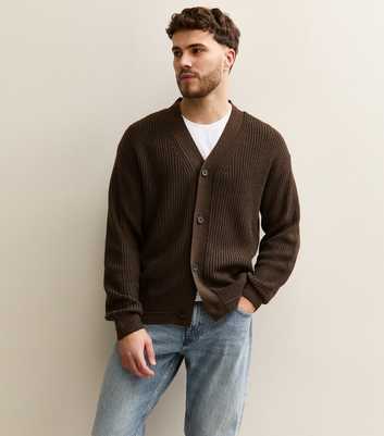 Jack & Jones Dark Brown Regular V-Neck Cardigan