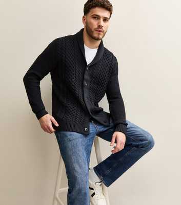 Jack & Jones Navy Regular Cable Knit Cardigan