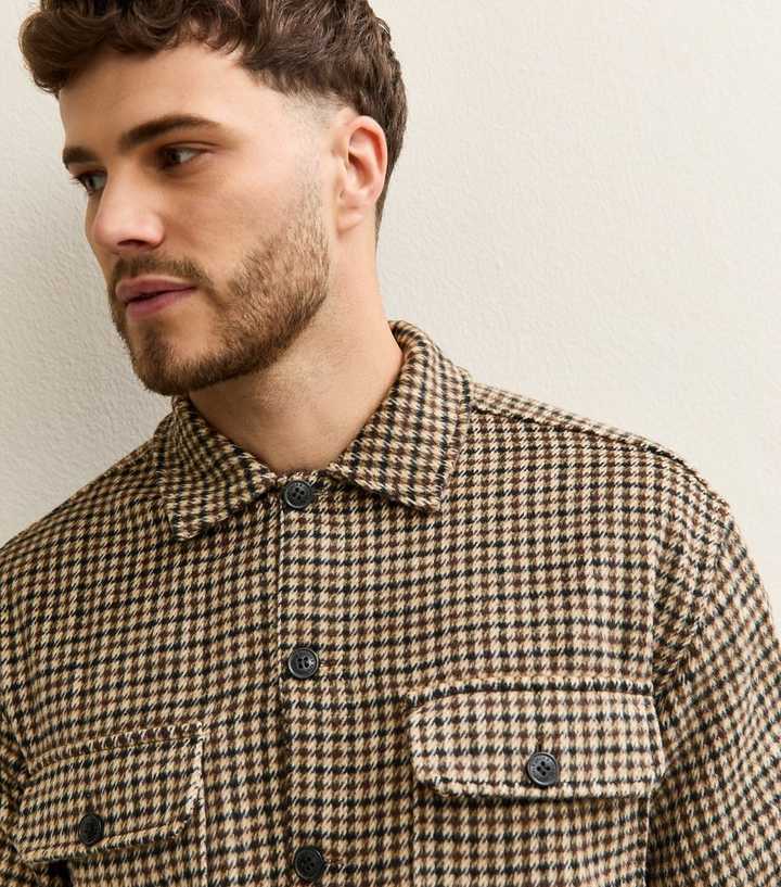 Jack & Jones Brown Check Long Sleeve Heavyweight Overshirt