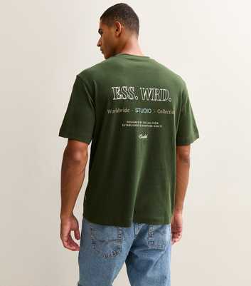 Jack & Jones Dark Green Ess Wrd Print T-Shirt