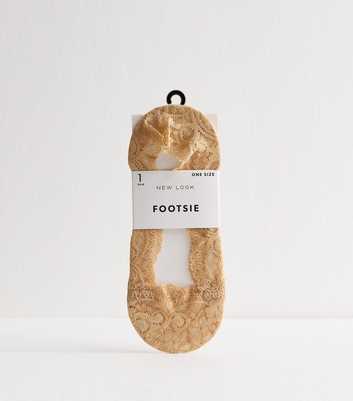 Tan Lace Footsie Socks
