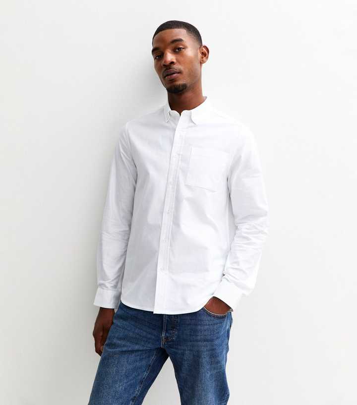 White Regular Fit Long Sleeve Oxford Shirt