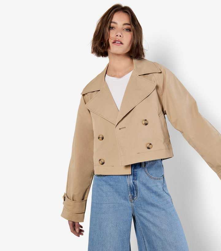 Apricot Stone Cropped Trench Coat